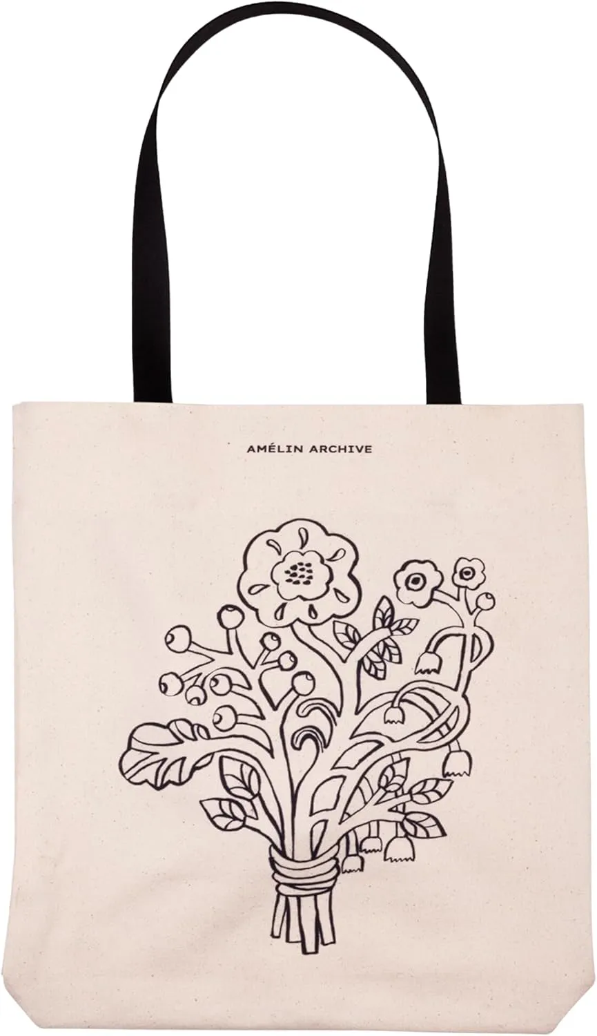 Vintage Inspired Double-Sided Canvas Tote Bag for Women, Canvas Book Tote with Pocket and Nylon Handles