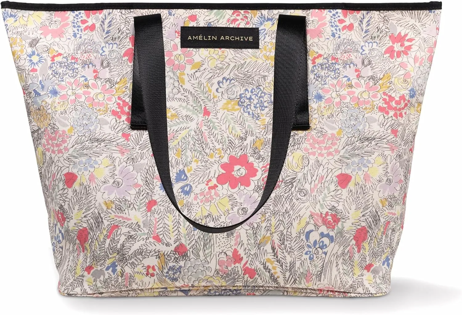 Vintage Inspired Double-Sided Canvas Tote Bag for Women, Canvas Tote with Pocket and Nylon Handles
