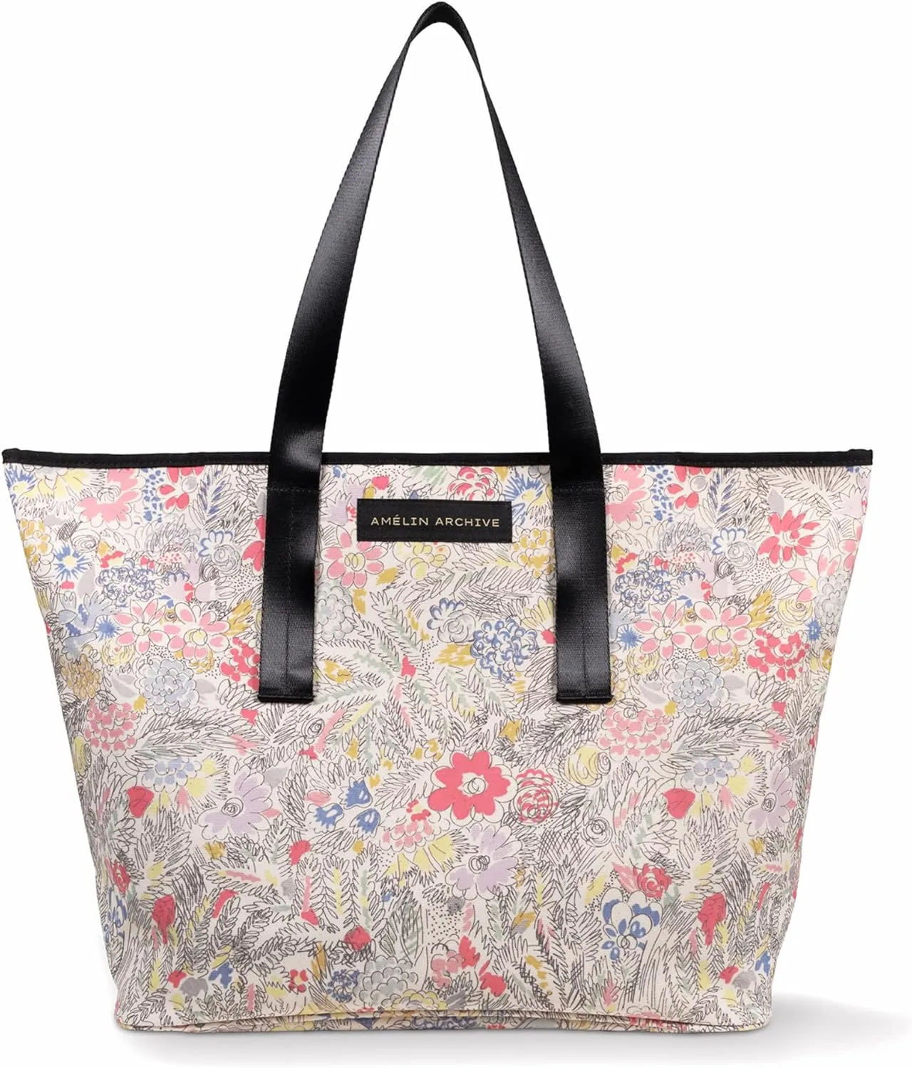 Vintage Inspired Double-Sided Canvas Tote Bag for Women, Canvas Tote with Pocket and Nylon Handles