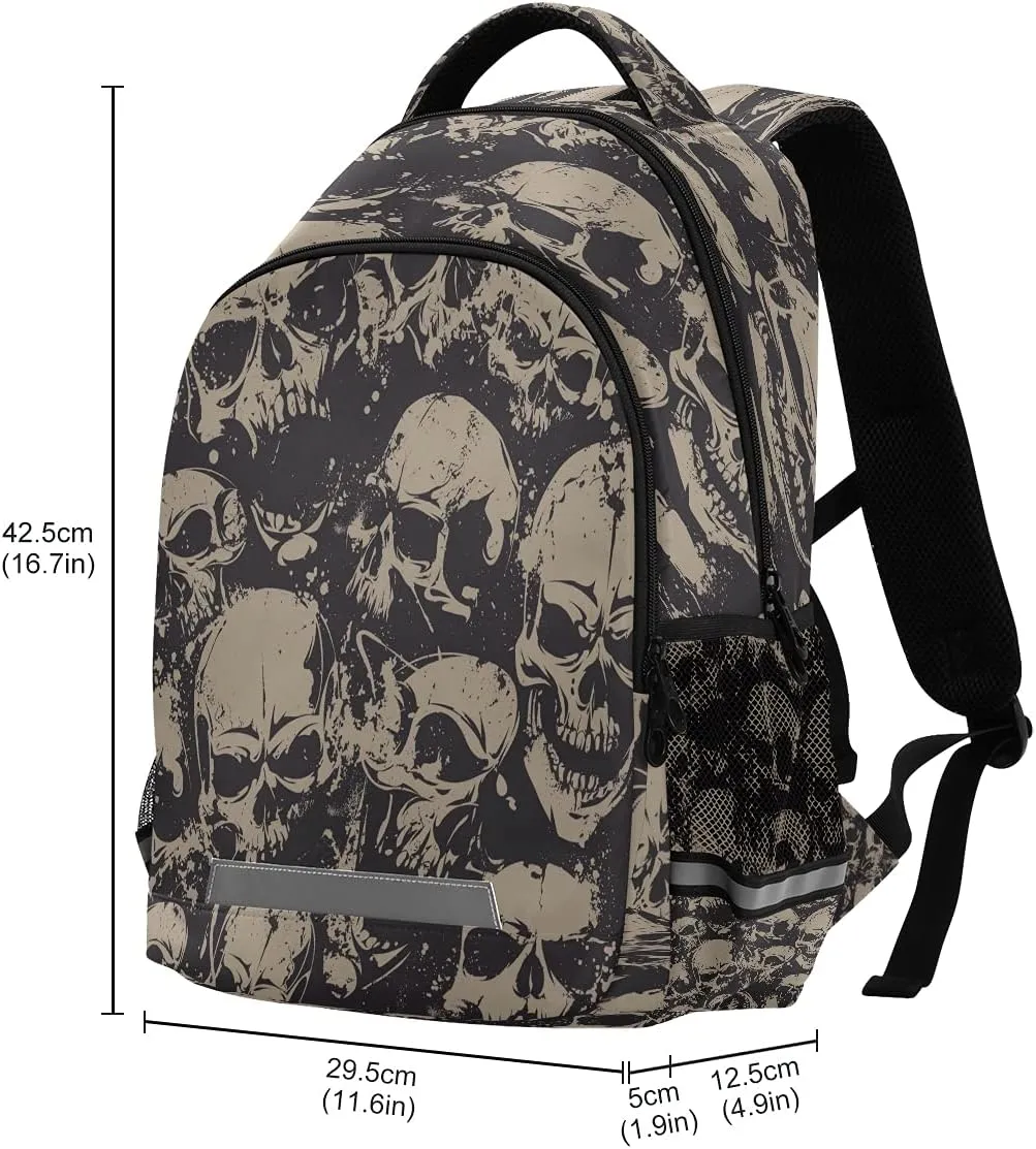 Vintage Skull Gothic Skeleton Backpack School Bookbag Laptop Purse Casual Daypack for Teen Girls Women Boys Men College Travel