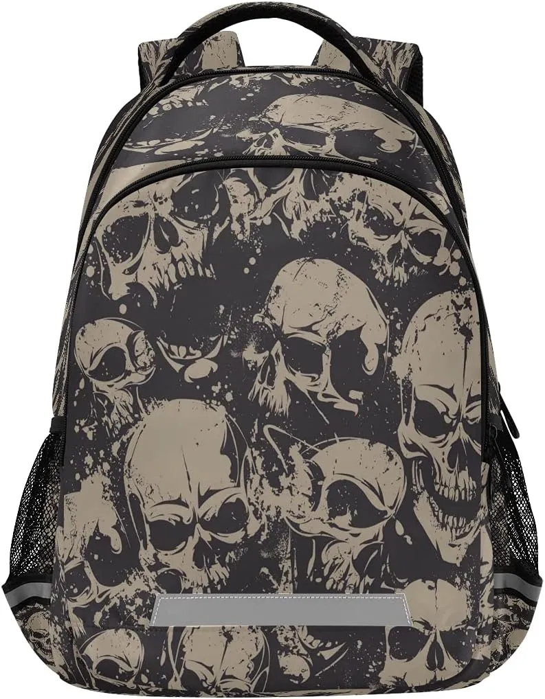 Vintage Skull Gothic Skeleton Backpack School Bookbag Laptop Purse Casual Daypack for Teen Girls Women Boys Men College Travel