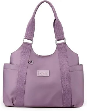 VODIU Nylon Tote Bag for Women Work Shoulder Handbags with Pockets, Everyday Purses for Women Waterproof Hand-bag with Zipper