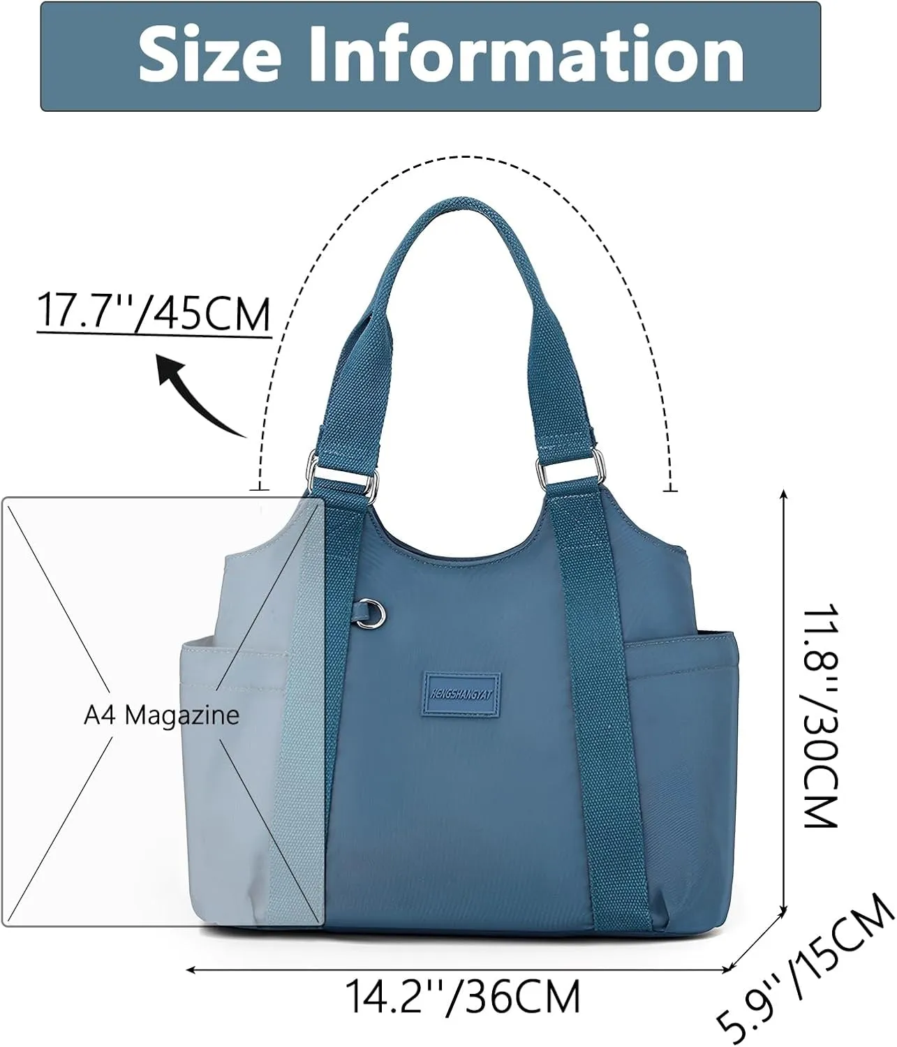 VODIU Nylon Tote Bag for Women Work Shoulder Handbags with Pockets, Everyday Purses for Women Waterproof Hand-bag with Zipper