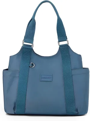 VODIU Nylon Tote Bag for Women Work Shoulder Handbags with Pockets, Everyday Purses for Women Waterproof Hand-bag with Zipper