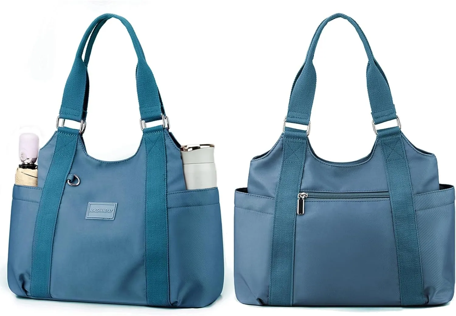 VODIU Nylon Tote Bag for Women Work Shoulder Handbags with Pockets, Everyday Purses for Women Waterproof Hand-bag with Zipper