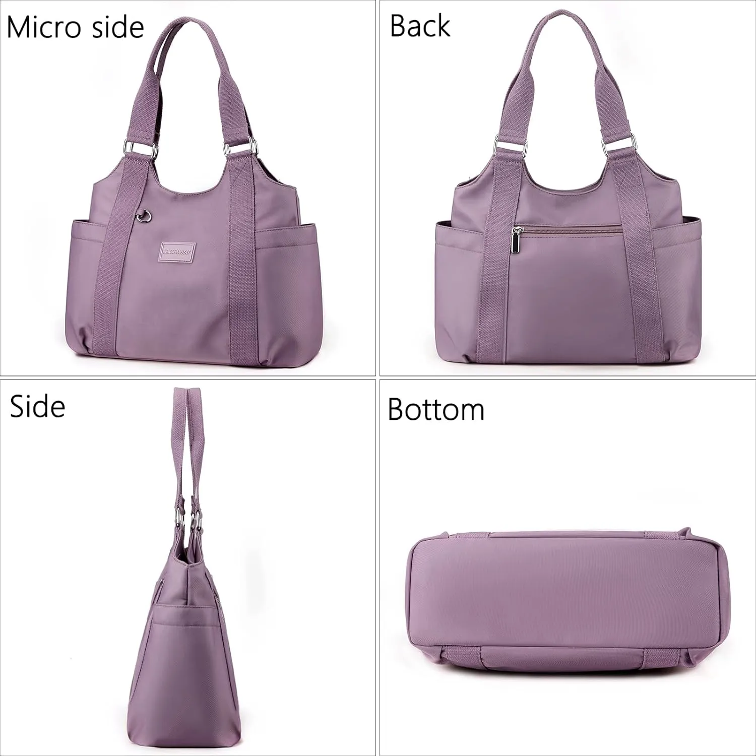 VODIU Nylon Tote Bag for Women Work Shoulder Handbags with Pockets, Everyday Purses for Women Waterproof Hand-bag with Zipper