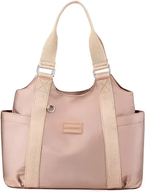VODIU Nylon Tote Bag for Women Work Shoulder Handbags with Pockets, Everyday Purses for Women Waterproof Hand-bag with Zipper
