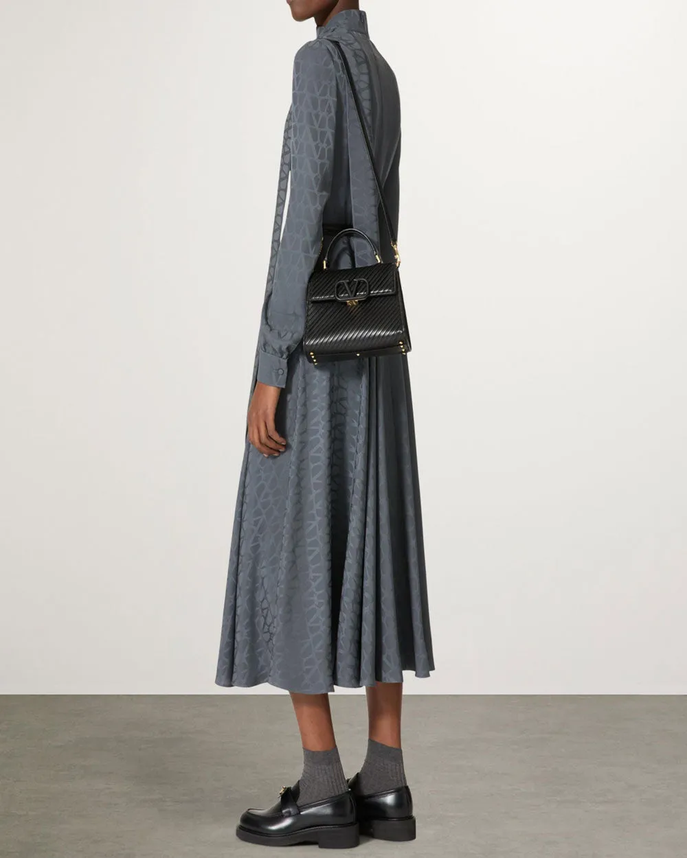 VSling Logo Top Handle Bag in Black