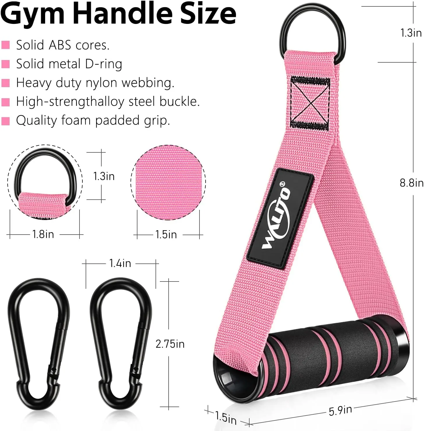 WALITO Exercise Handles, Replacement Cable Machine Attachments for Home Gym Equipment, Pulley System, Pilates, Resistance Bands, Strength Trainer, Heavy Duty Working Out Handles
