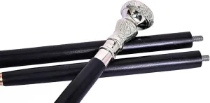 Walking stick Wooden Cane with Silver Brass Handle - Black Wood - Victorian Fancy Cane for Men and Women for gift