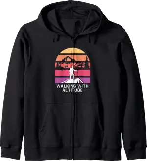 Walking with Altitude Camping Mountain Camper Summit Hiking Zip Hoodie