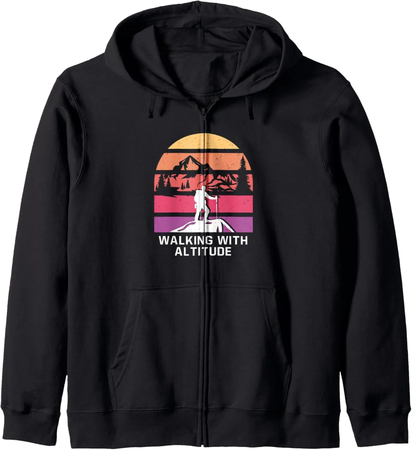 Walking with Altitude Camping Mountain Camper Summit Hiking Zip Hoodie