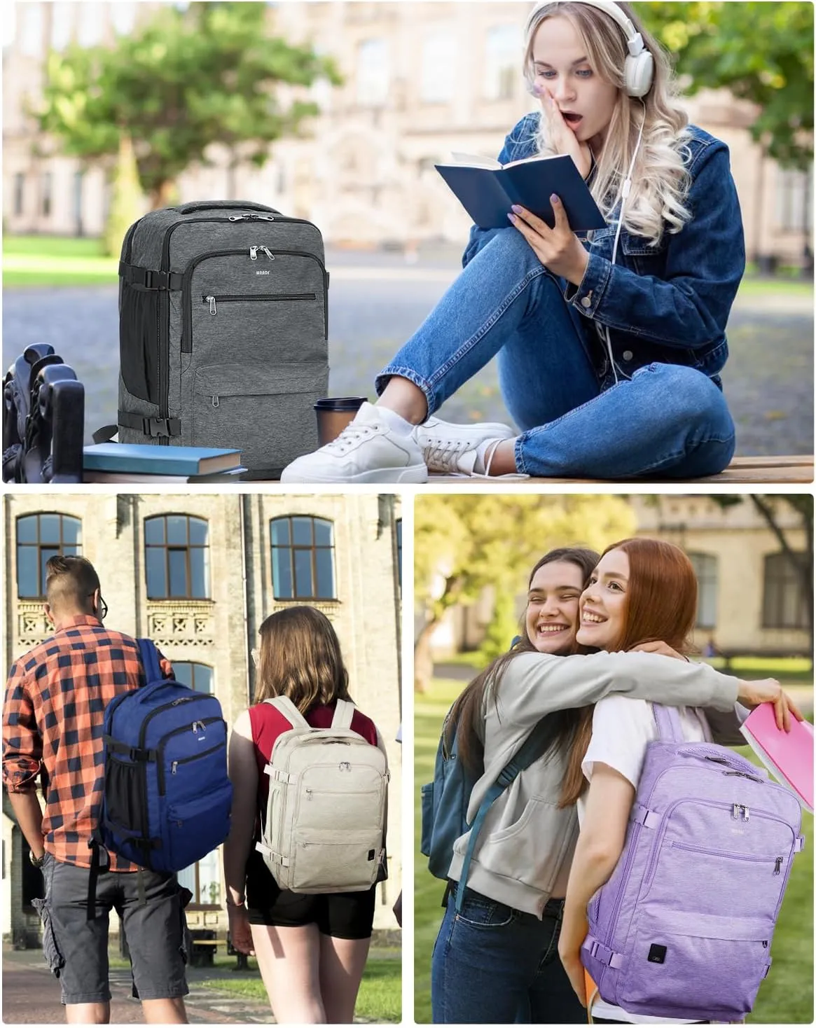 WANDF Travel Backpack For Spirit Airlines Personal Item Bag 18x14x8 with Wet Pocket, 17 Inch Laptop Backpack for Men Women（Dark Green）
