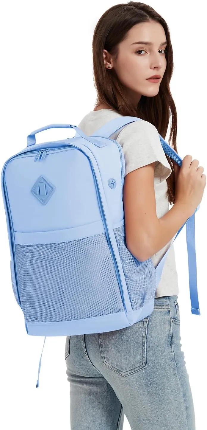 WANDF Travel Laptop Backpack for Women Men, 15.6 Inch laptop Bag College Backpack with USB Port, 18x14x8 Personal Item Bag