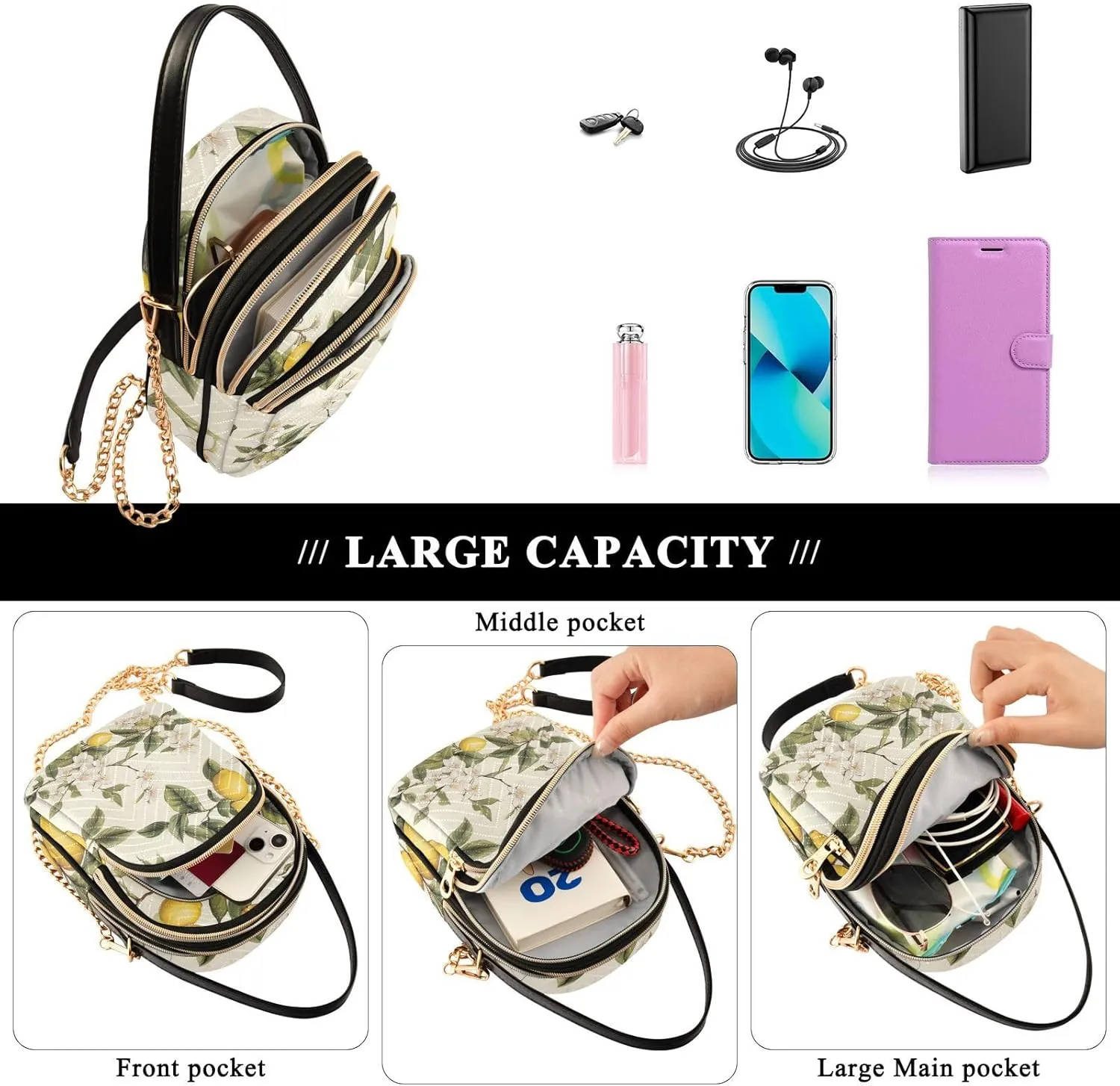 Watercolor Pumpkins Crossbody Shoulder Purse, Women’s Crossbody, Crossbody Bag for Women