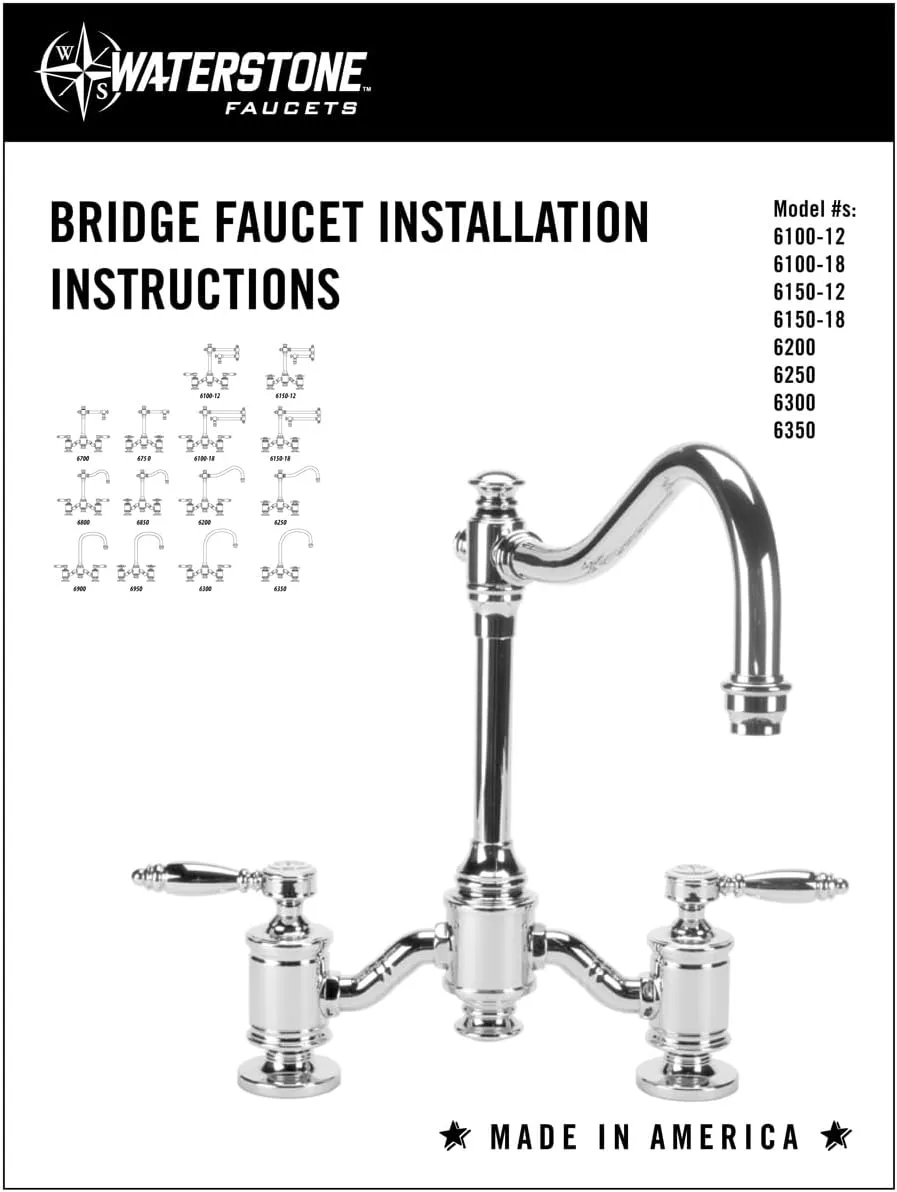 Waterstone 6100-18-2-AC Bridge Faucet w/18" Articulated Spout Lever Handles 2pc. Suite Antique Copper