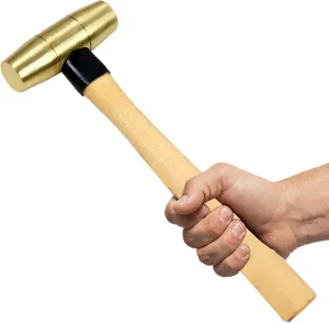 WEDO Brass Hammer 1/2lb,Wooden Hammer,Sledge Hammer,Solid Brass Mallet Hammer,Wooden Hammer Handle,Length 280mm,Die-Forged, Corrosion Resistant, DIN Standard