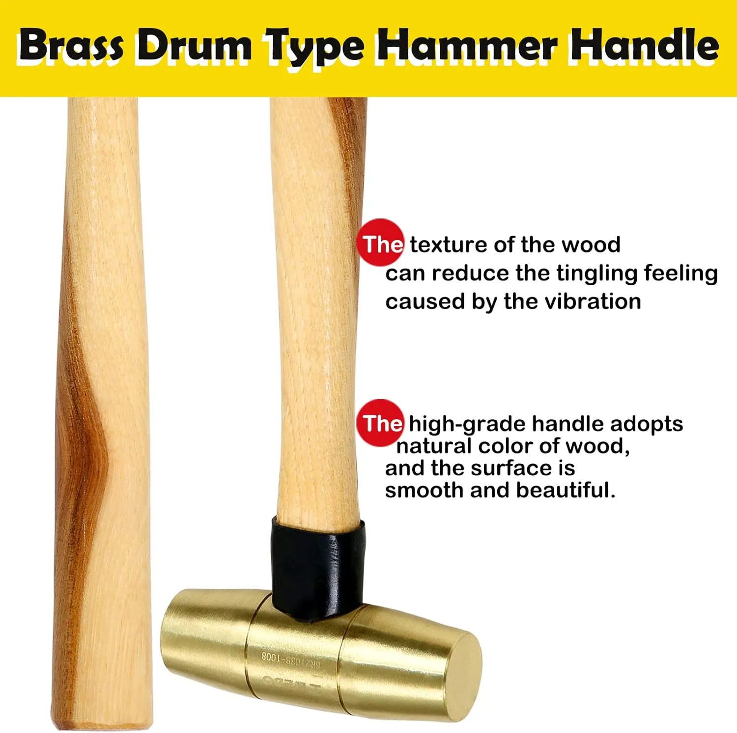 WEDO Brass Hammer 1/2lb,Wooden Hammer,Sledge Hammer,Solid Brass Mallet Hammer,Wooden Hammer Handle,Length 280mm,Die-Forged, Corrosion Resistant, DIN Standard