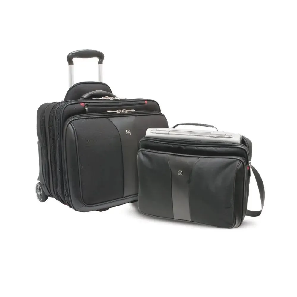 Wenger Patriot 2-Piece Business Set with Comp-U-Roller and Matching 15.4" Laptop Case - Black