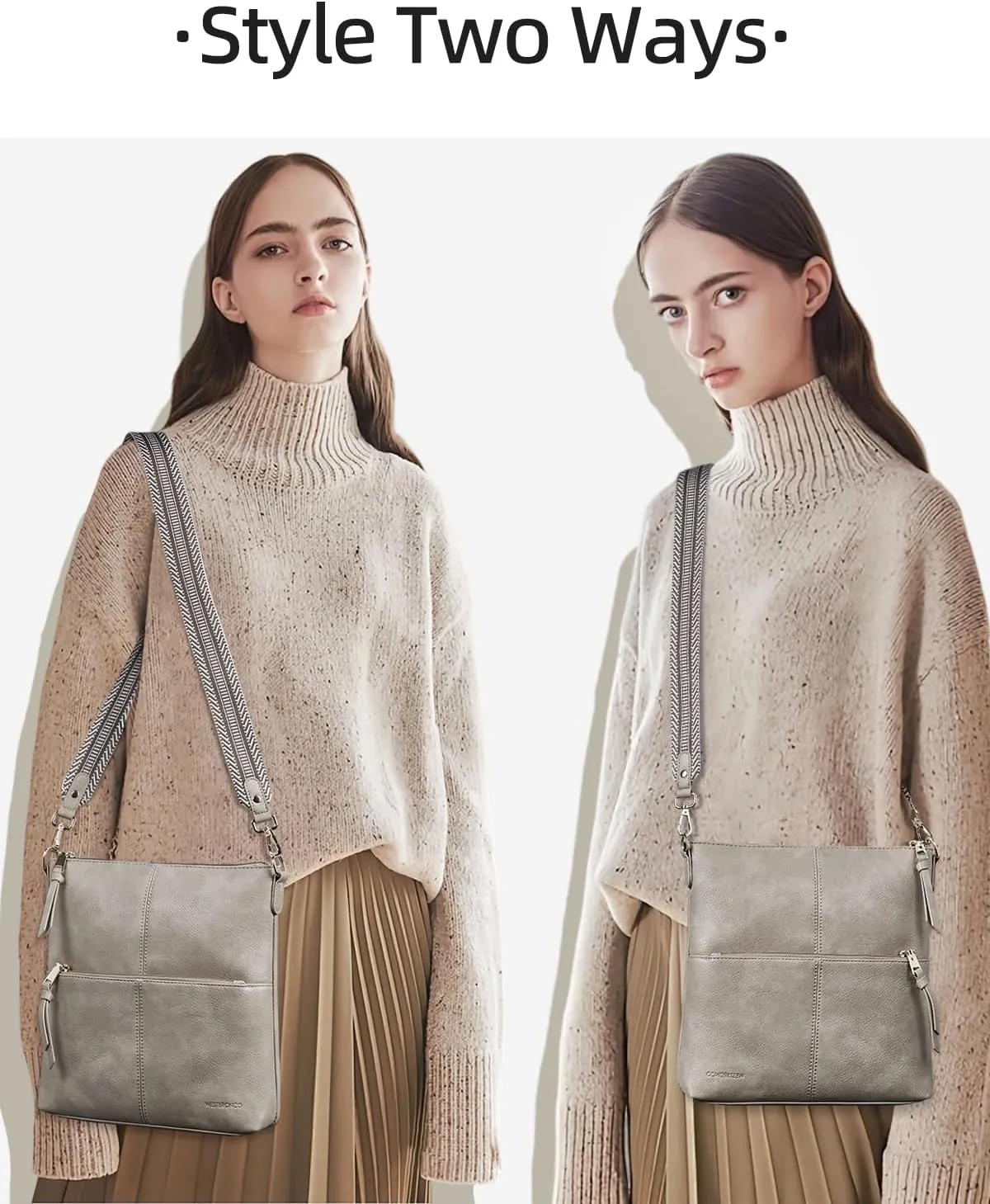 WESTBRONCO Crossbody Purses for Women Medium Shoulder Bag Vegan Leather Handbags with Guitar Strap
