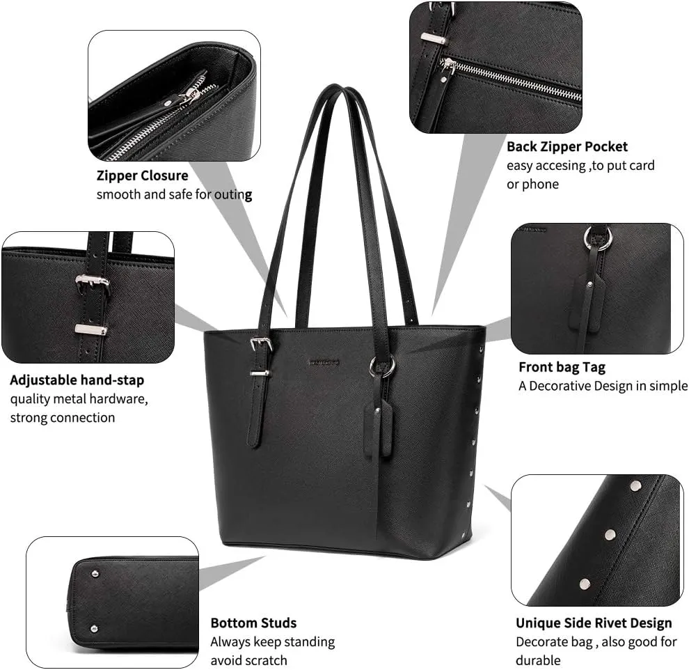 WESTBRONCO Vegan Leather Purses and Handbags For Women,Travel Tote bag Large Shoulder Bag with zipper