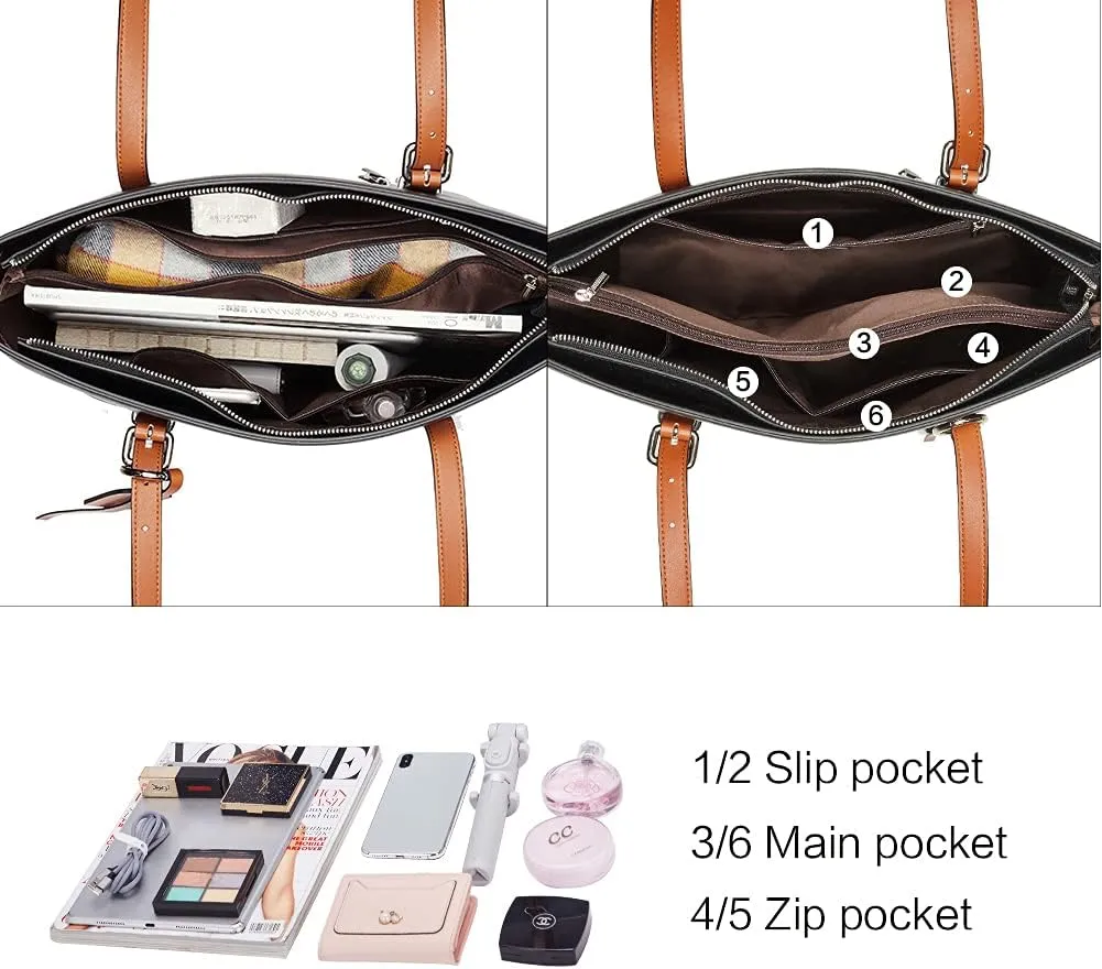 WESTBRONCO Vegan Leather Purses and Handbags For Women,Travel Tote bag Large Shoulder Bag with zipper