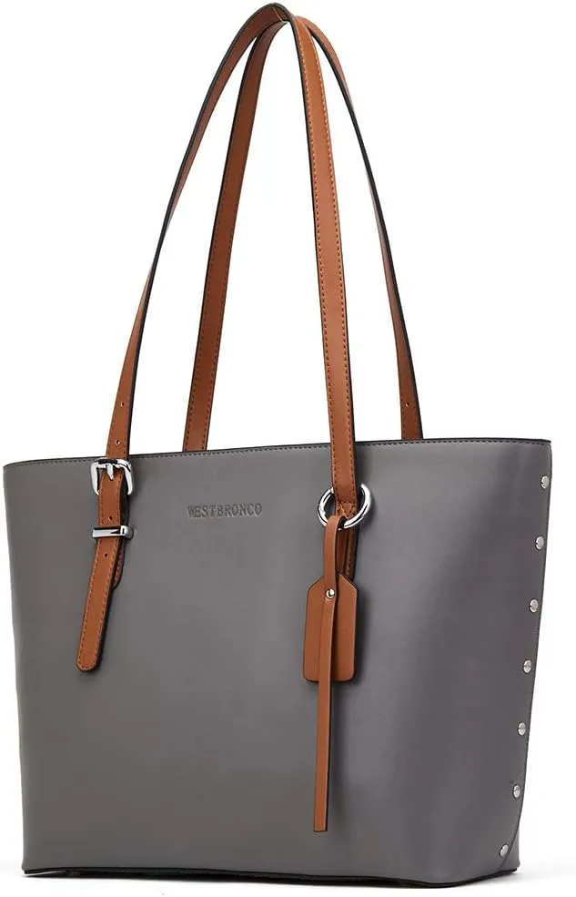 WESTBRONCO Vegan Leather Purses and Handbags For Women,Travel Tote bag Large Shoulder Bag with zipper