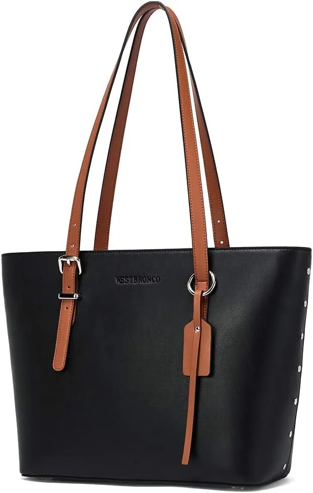 WESTBRONCO Vegan Leather Purses and Handbags For Women,Travel Tote bag Large Shoulder Bag with zipper