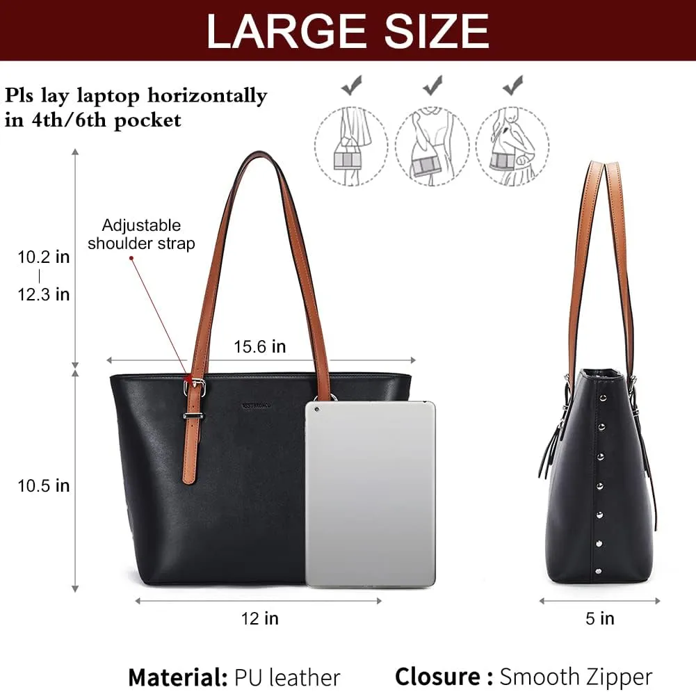 WESTBRONCO Vegan Leather Purses and Handbags For Women,Travel Tote bag Large Shoulder Bag with zipper