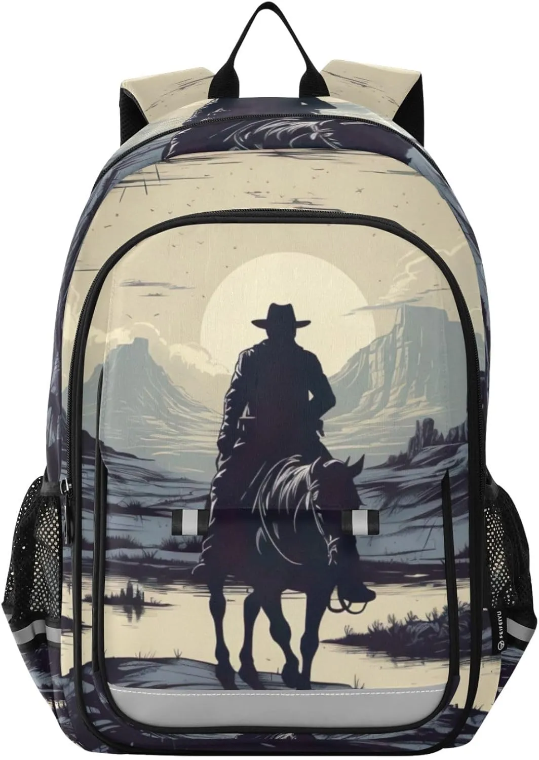 Western Cowboy Horse Sunset School Backpack for Girls-Boys Elementary School Bookbag Daypack for Kids