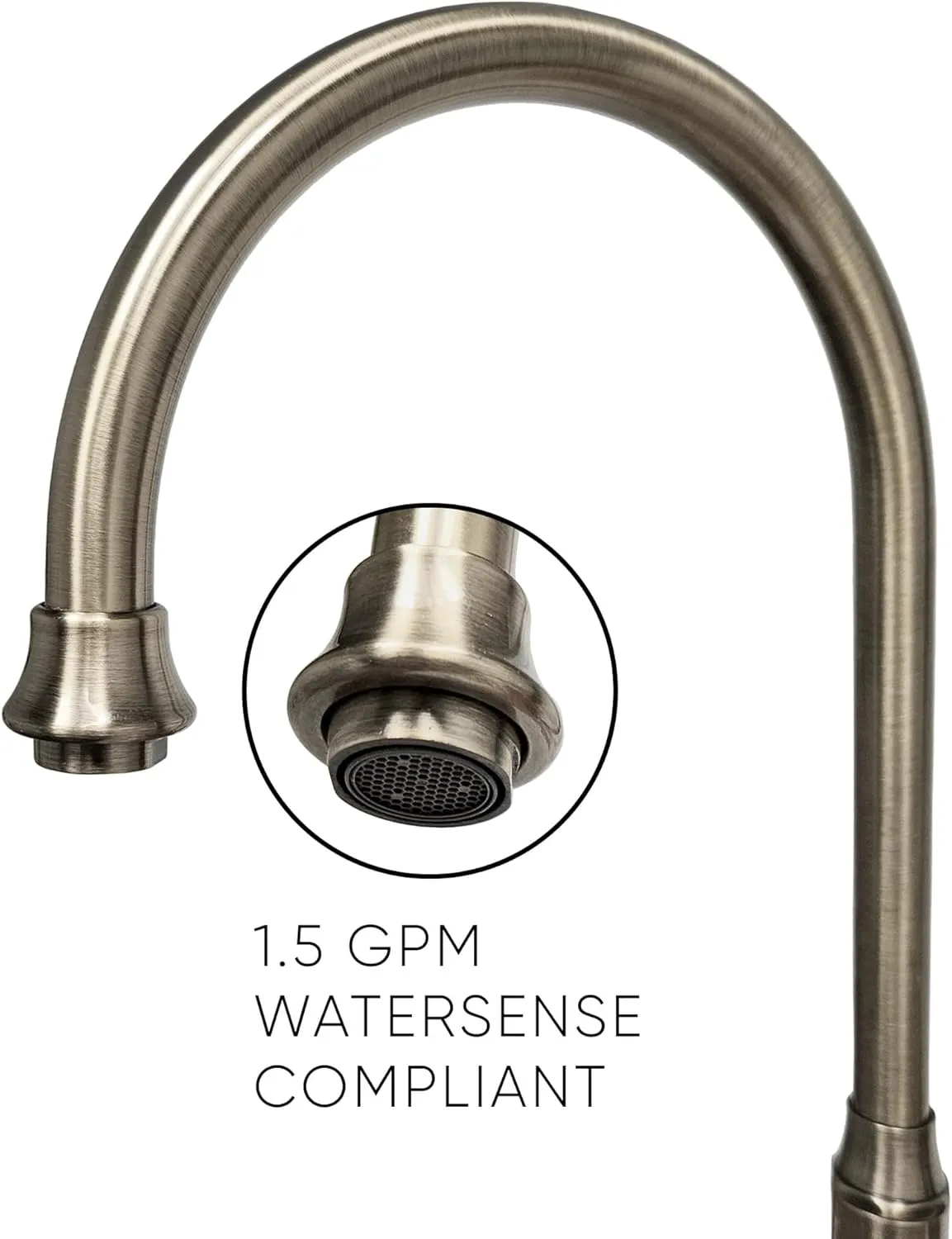 Whitehaus Kitchen Faucet; Gooseneck Swivel Spout, Cross Handles, Brass Side Spray; Brushed Nickel