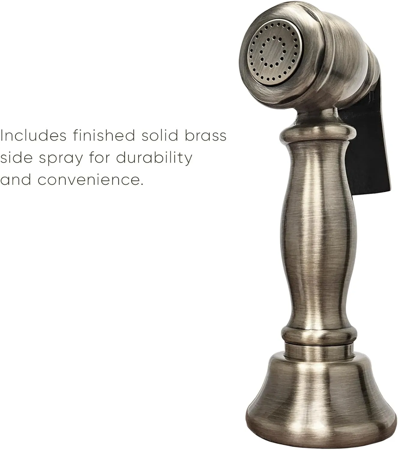 Whitehaus Kitchen Faucet; Gooseneck Swivel Spout, Cross Handles, Brass Side Spray; Brushed Nickel