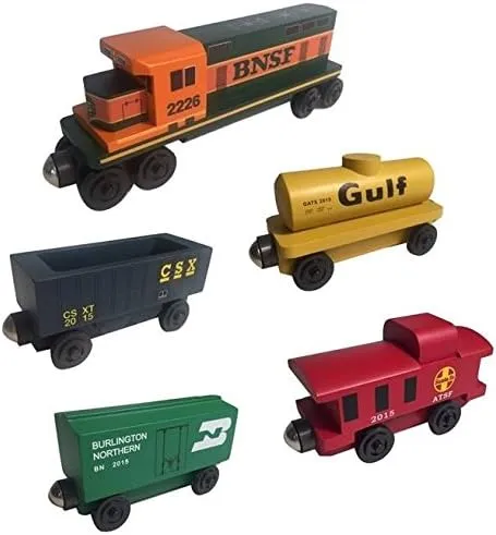 Whittle Shortline Railroad BNSF Railway GP-38 Diesel 5pc. Set - Wooden Toy Train Manufacturer