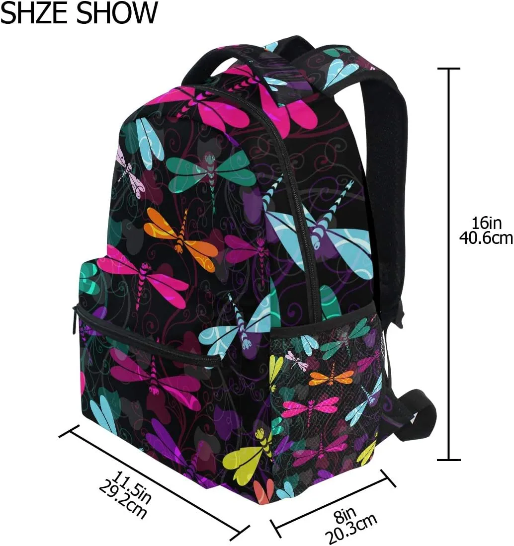 WIHVE Backpack Dragonfly School Backpack Bookbag Travel Daypack