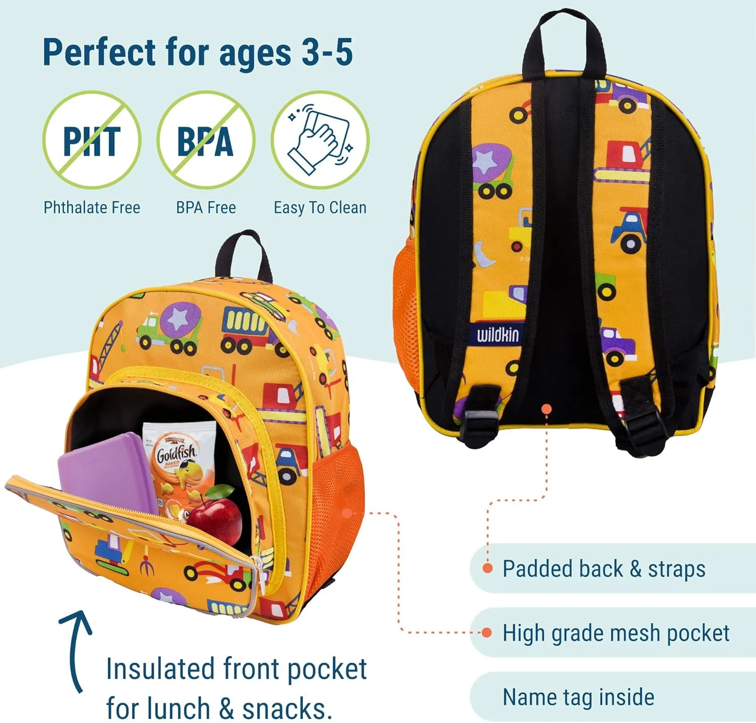 Wildkin 12-inch Kids Backpack – Padded, Adjustable, Ideal for Daycare & Travel - Under Construction