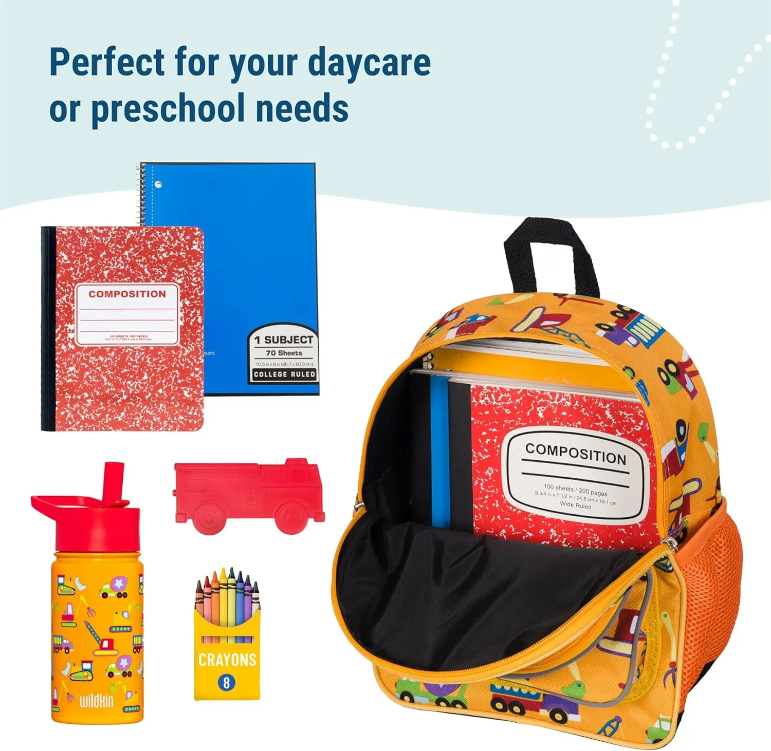 Wildkin 12-inch Kids Backpack – Padded, Adjustable, Ideal for Daycare & Travel - Under Construction