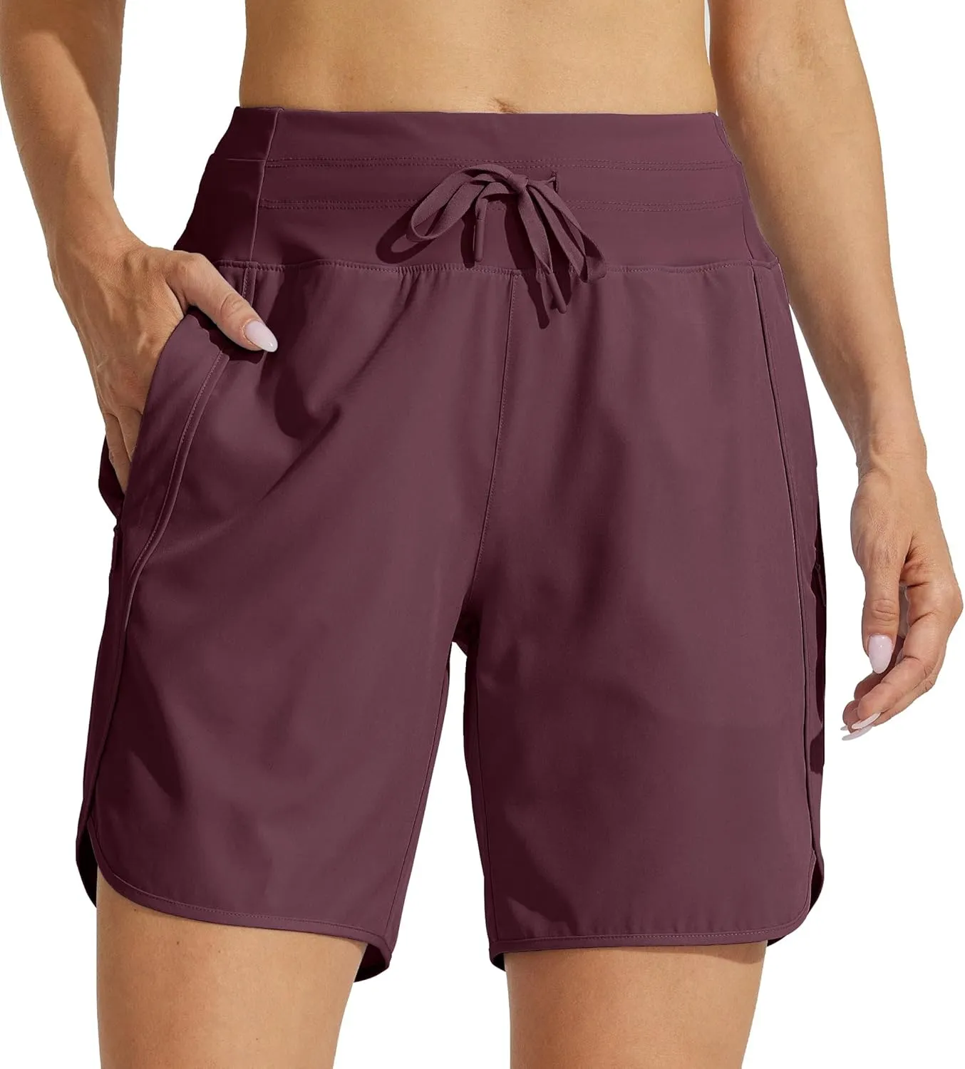 Willit Women's 7" Athletic Running Shorts Long Workout Hiking Shorts Quick Dry High Waisted Active Zipper Pocket