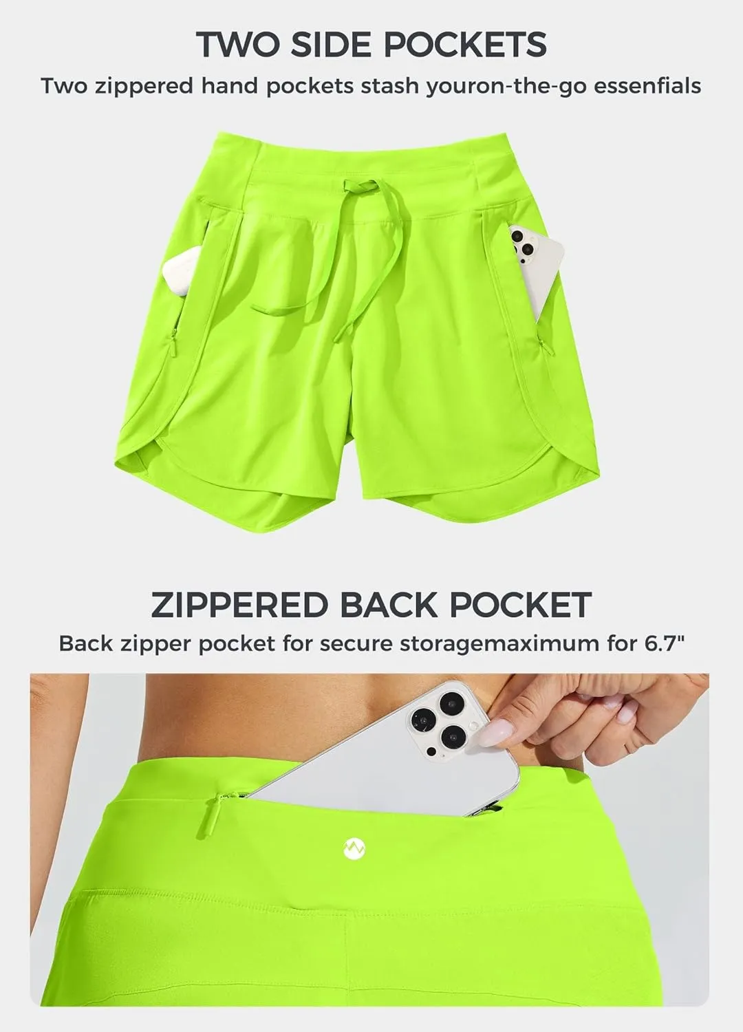 Willit Women's 7" Athletic Running Shorts Long Workout Hiking Shorts Quick Dry High Waisted Active Zipper Pocket