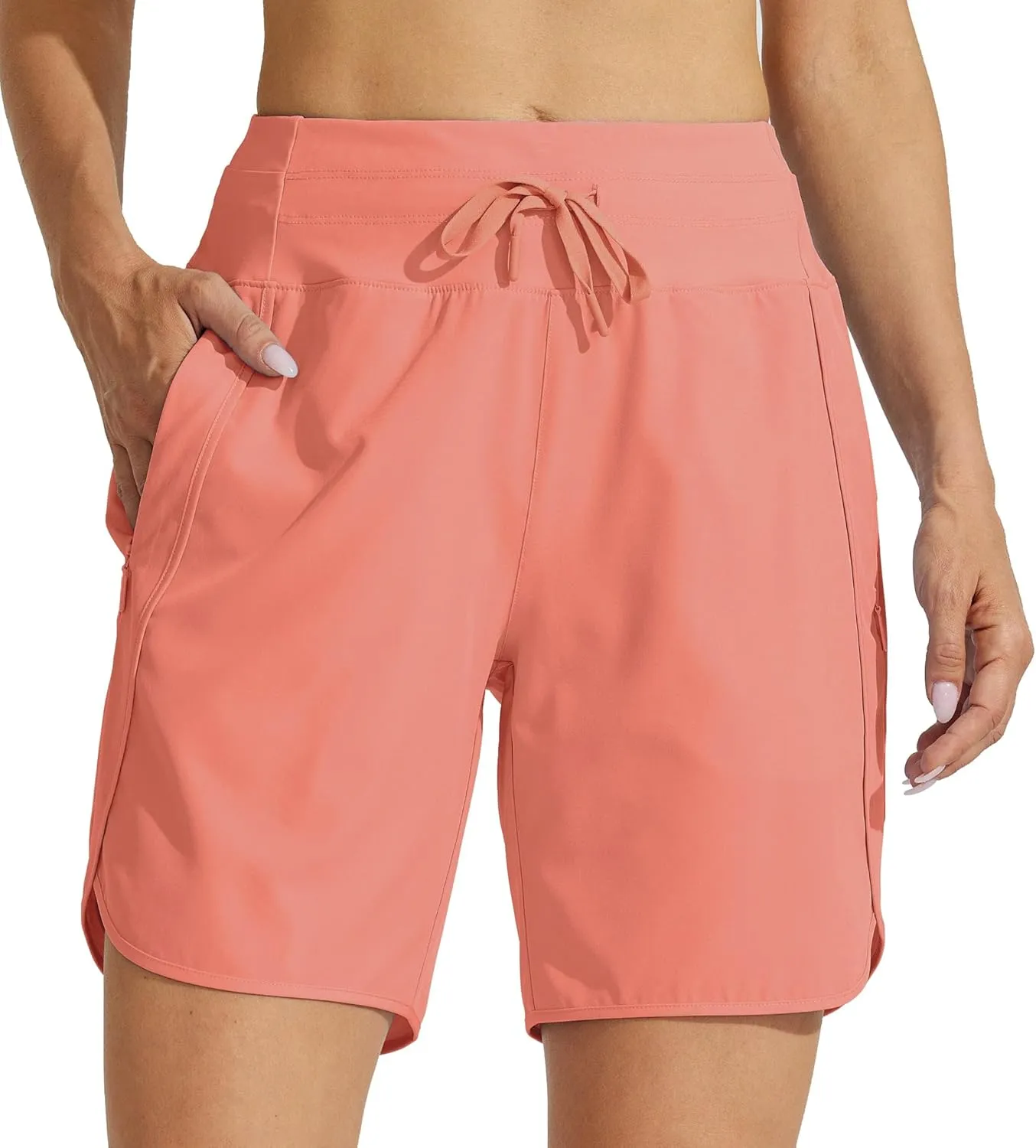 Willit Women's 7" Athletic Running Shorts Long Workout Hiking Shorts Quick Dry High Waisted Active Zipper Pocket