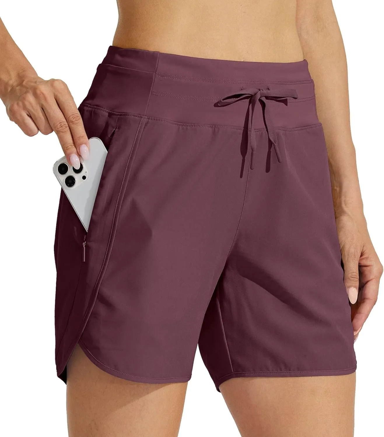 Willit Women's Athletic Running Shorts 5" Quick Dry Workout Hiking High Waisted Active Gym Exercise Zipper Pocket