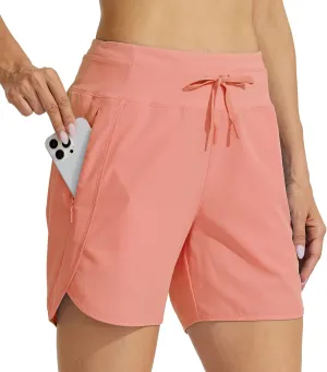 Willit Women's Athletic Running Shorts 5" Quick Dry Workout Hiking High Waisted Active Gym Exercise Zipper Pocket