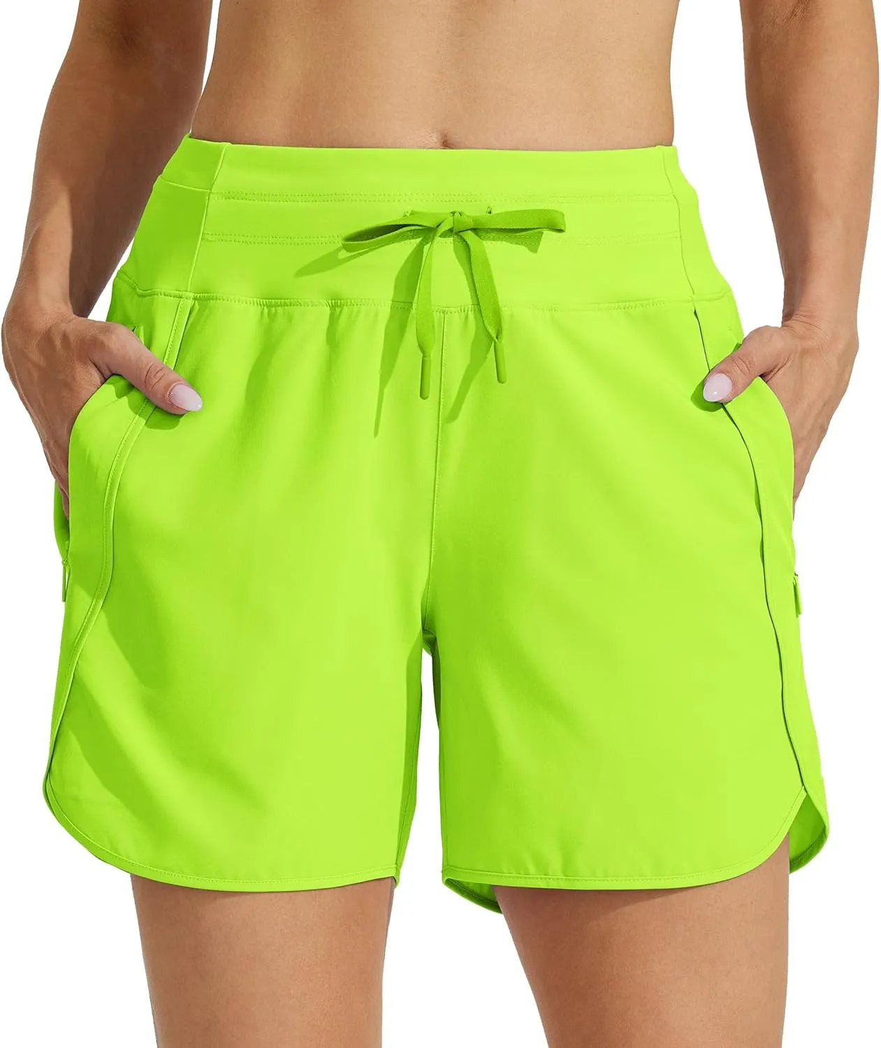Willit Women's Athletic Running Shorts 5" Quick Dry Workout Hiking High Waisted Active Gym Exercise Zipper Pocket