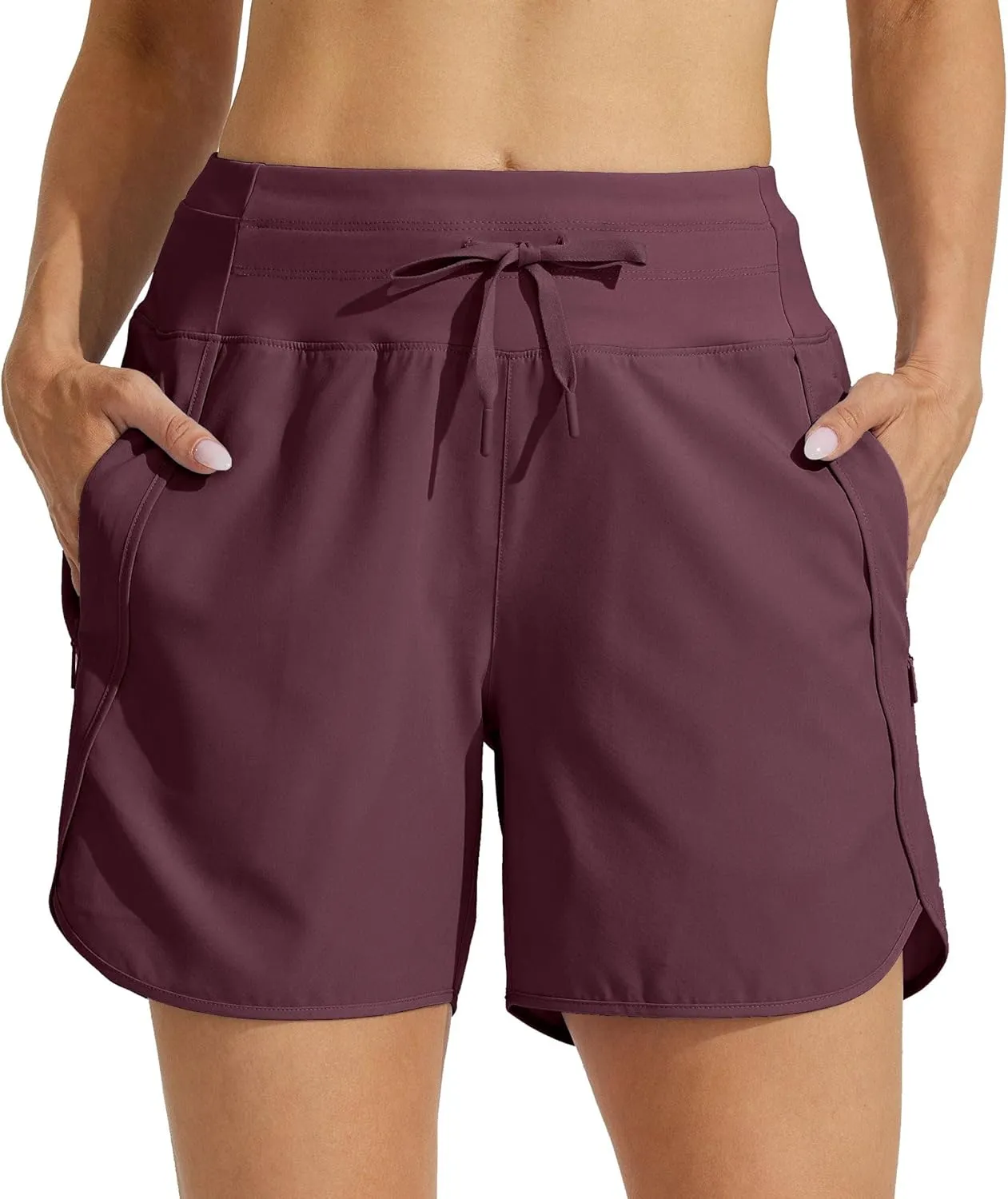 Willit Women's Athletic Running Shorts 5" Quick Dry Workout Hiking High Waisted Active Gym Exercise Zipper Pocket