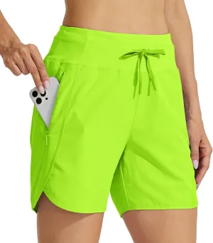 Willit Women's Athletic Running Shorts 5" Quick Dry Workout Hiking High Waisted Active Gym Exercise Zipper Pocket