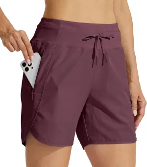 Willit Women's Athletic Running Shorts 5" Quick Dry Workout Hiking High Waisted Active Gym Exercise Zipper Pocket