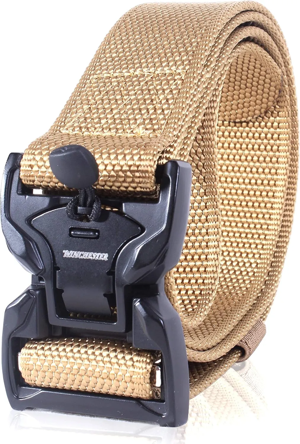 Winchester Tactical Belt, Military Utility Nylon Web Heavy Duty Work Belt, Quick Release Magnetic Buckle, Foxtrot Khaki, L