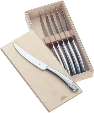 WMF 6-Piece Stainless Steel Steak Knives Set with Wooden Gift Box