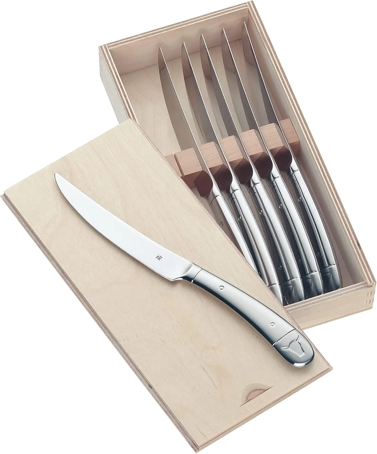 WMF 6-Piece Stainless Steel Steak Knives Set with Wooden Gift Box