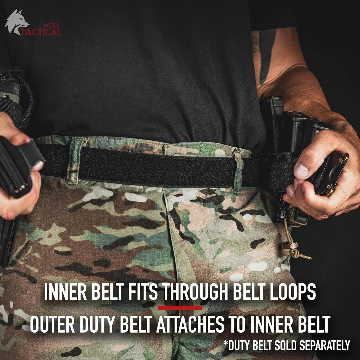 WOLF TACTICAL Loop Liner Inner for Duty & Battle Belt 1.5' Hook and Loop EDC Belt - Black Inner