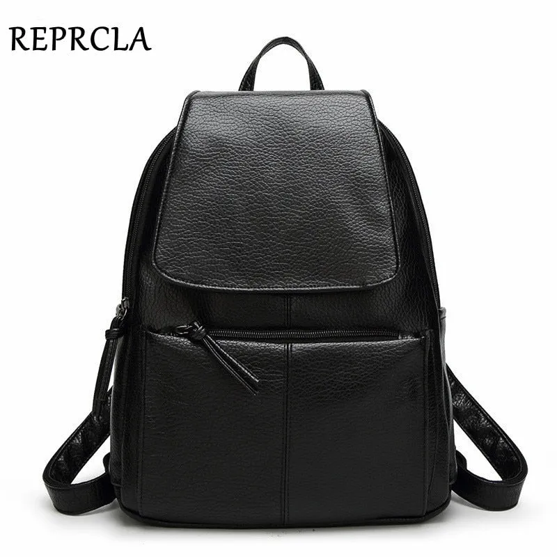 Women Bags Backpacks REPRCLA High Hot Teenage Casual School Women Girls Bags Leather Top-rated Simple PU Quality One-touch operation Sale for Mochila